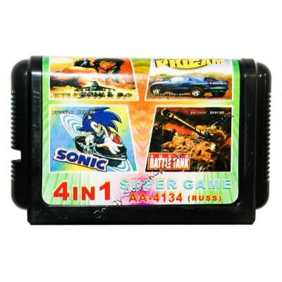 Картридж Sega 16 bit Rambo-3/ Championship Pro Am/ Sonic/ Battle Tank