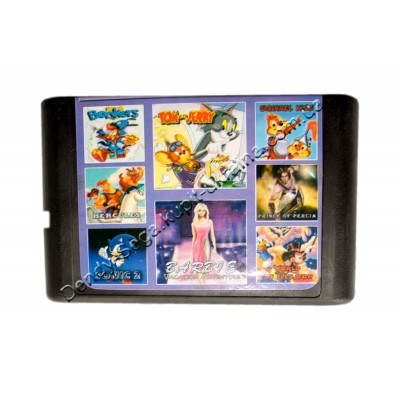 Картридж Sega 16 bit 8 в 1 Barbie/ Sonic-2/ Squirrel King 