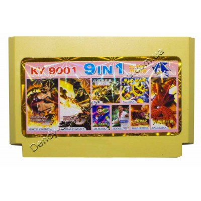 Картридж Dendy 8 bit MK4+5, Tenis, Road Fighter, Tank 90, Dr Mario, Pac man, Spiderman