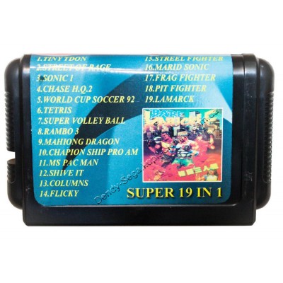 Картридж Sega 16 bit 10 (19) в 1 Tiny Toon/ Sonic