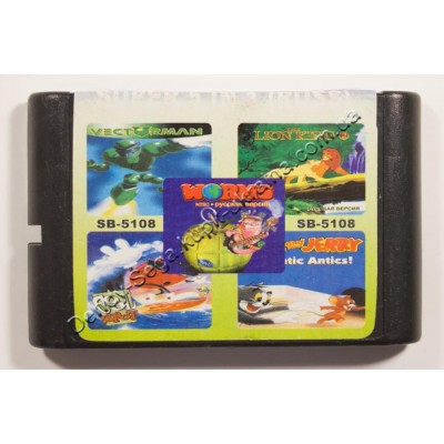 Картридж Sega Mega Drive 16 bit Worms/ Vectorman/ Lion King 2/ Tom Jerry/ Cool Spot