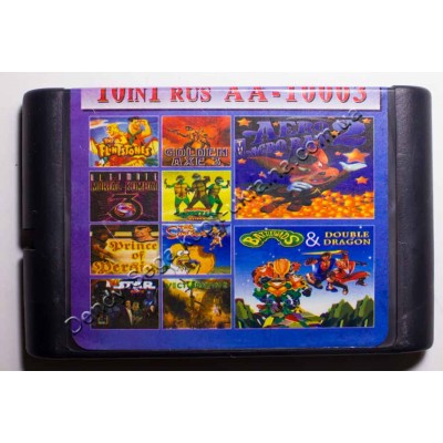 Картридж Sega Mega Drive 16 bit Battletoads 2/ MK3U/ Vectorman 2/ Turtles/ Golden Axe 3/ Flinstones/ Aero Acrobat 2/ Prince of Persia/ Simpsons/ Stargate