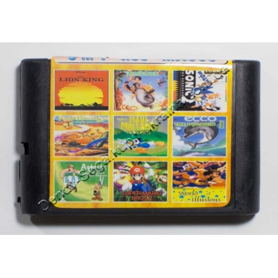 Картридж Sega Mega Drive 16 bit Lion King/ Jungle Book/ Sonic 2/ Desert Demolition/ Maul Mallaru/ Asterix/ Super Mario Bros 2/ Ecco/ Mickey: World of Illusion