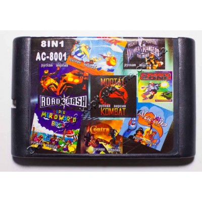 Картридж Sega Mega Drive 16 bit MK/ Comix Zone/ Road Rash 3/ Contra/ Power Rangers/ Aladdin/ Super Mario/ Asterix