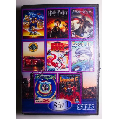 Картридж Sega Mega Drive 16 bit Aladdin/ Lotus 2/ Prince of Persia/ Harry Poter/ Mr Nutz/ Ecco/ Tiny Toon/ Streets of Rage (Bare Knuckle)