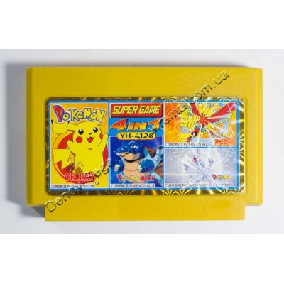 Картридж Dendy 8 bit Pokemon Yellow, Pokemon Blue, Pokemon Red, Pokemon Silver Картридж Dendy 8 bit Pokemon Yellow, Pokemon Blue, Pokemon Red, Pokemon Silver