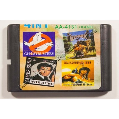 Картридж Sega Mega Drive 16 bit Ghostbusters/ Runark/ Rambo 3/ James Bond:The Duel