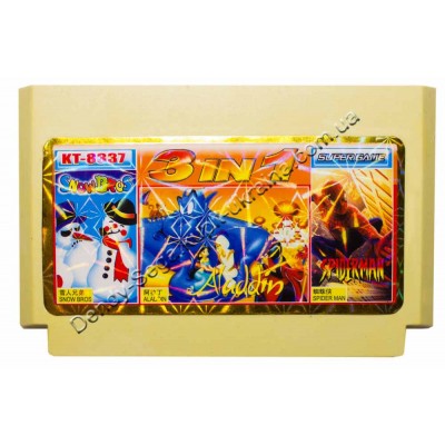Картридж Dendy 8 bit Aladdin, Snow Bros, Spiderman Картридж Dendy 8 bit Aladdin, Snow Bros, Spiderman