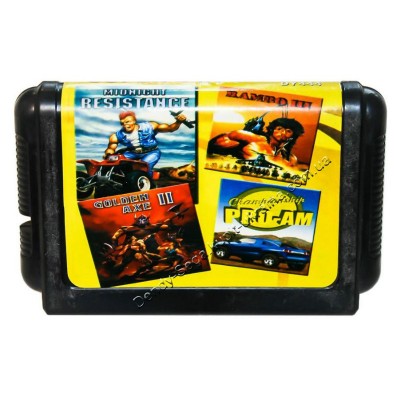 Картридж Sega 16 bit Midnicht Resistange/ Rambo-3/ Golden Axe-2/ Championship Pro Am