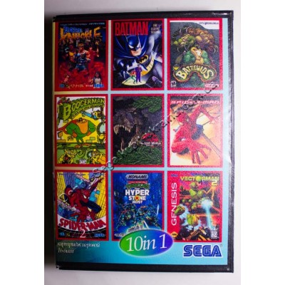 Картридж Sega Mega Drive 16 bit Streets of Rage (Bare Knuckle)/ Batman Return/ Battletoads/ BoogerMan/ Jurassic Park/ Soldiers of Fortune/ Spider Man 2: Animated/ Superman 2/ Turtles/ VectorMan