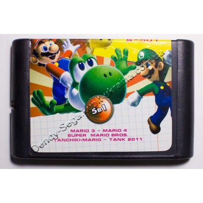 Картридж Sega Mega Drive 16 bit Mario 3+4/ Mario Bros/ Mario Dendy/ Tank 2011/ Battle City