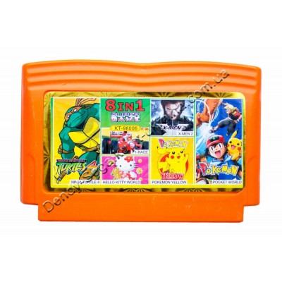 Картридж Dendy 8 bit Turtlse-4/X-Man-2/Pokemon Yellow/Pokemon World Картридж Dendy 8 bit Turtlse-4/X-Man-2/Pokemon Yellow/Pokemon World