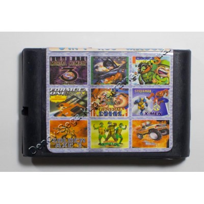 Картридж Sega Mega Drive 16 bit MK3U/  Rockn Roll Racing/ Golden Axe 3/ Turtles/ Batman Forever/ Cannon Fodder/ Formula 1/ General Chaos/ Spider Man and X Man