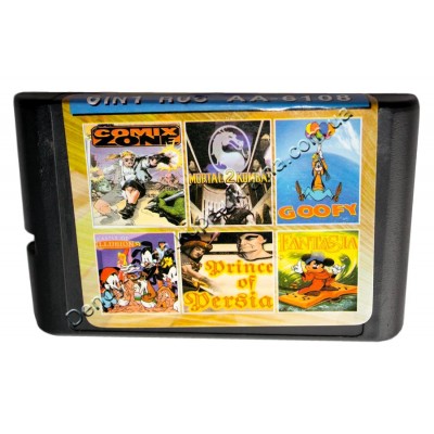 Картридж Sega 16 bit 6 в 1 Comix ZONE/ Mortal Kombat-2/ Prince of Persia