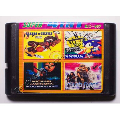 Картридж Sega Mega Drive 16 bit NBA Lakers vs Celtics/ Sonic/ Michael Jackson/ Thunder Force