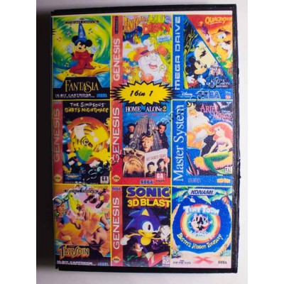 Картридж Sega Mega Drive 16 bit Sonic/ Tiny Toon/ Ariel Mermaid/ Tale Spin/ Flinstones/ Home Alon 2/ Taz Mania/ Quck Shot/ Simpsons/ Ghost Busters/ Polo/ Mickey: Castle of Illusion/ Dizzy/ Mickey: Fantasia/ Championship Pro