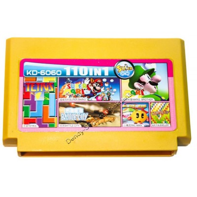 Картридж Dendy 8 bit Battle City/Tetris/Super Mario/Mario Brother/Pac Man