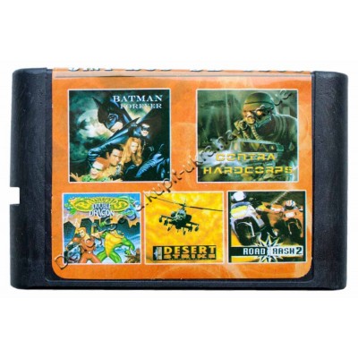 Картридж Sega 16 bit Battletoads-2/ Contra/ Batman Forever/ Road Rash-2 