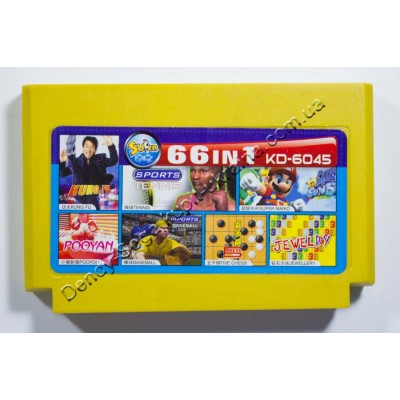 Картридж Dendy 8 bit 66 Super Mario/ Tennis/ Kung Fu/ BaseBall