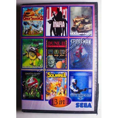 Картридж Sega Mega Drive 16 bit Open Season 3/ Dick Tracy/ Tank 2011/ Kolobok/ Bomberman/ Dune/ Spider Man/ Ghost Busters/  Squirrel King/ Batman/ Battletoads/ Flinstones/ Robocop 3