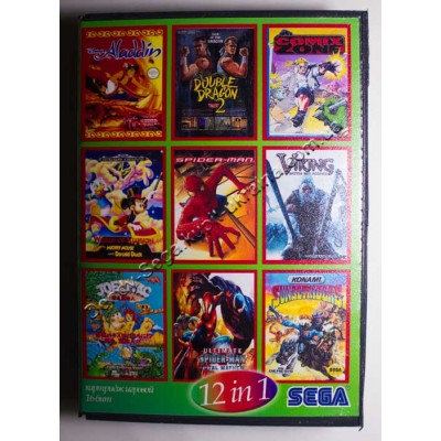 Картридж Sega Mega Drive 16 bit Aladdin/ Comix Zone/ Double Dragon 3/ Joe Mac/ Judge Dredd/ Lost Vikings/ Spider Man and X Man/ Spider Man: Separacion Anxiety/ Suset Riders/ Mickey: World of Illusion/ Chess