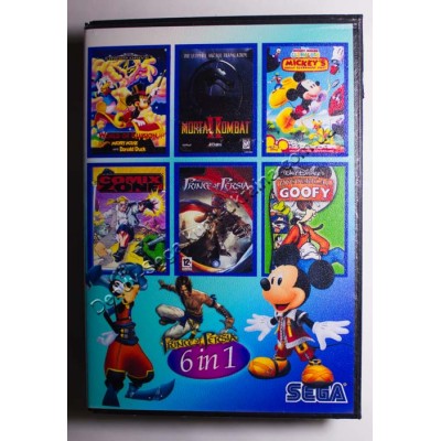 Картридж Sega 16 bit 6 в 1 Comix ZONE/ Mortal Kombat-2/ Prince of Persia